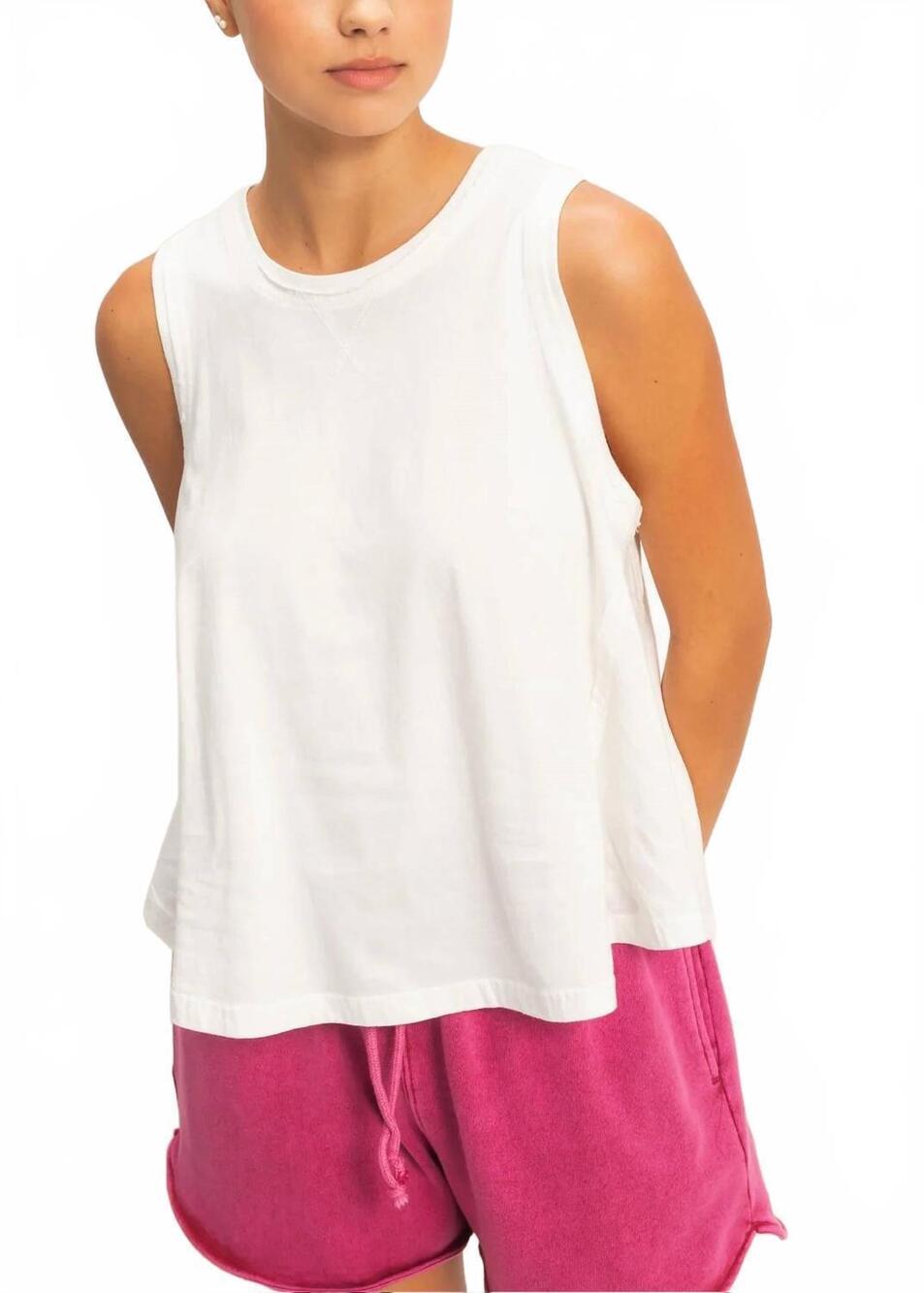 NEW HYFVE raw edge sleeveless washed top in white